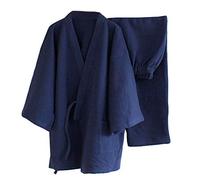 Fancy Pumpkin Plus épais Chaud Hiver Pyjama Kimono Costume vêtements lâches de Style Japonais Hommes [Taille L Navy]