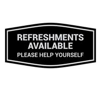 Fancy Refreshments Available Panneau « Please Help Yourself » (noir/argent) - Petite taille