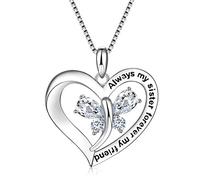 « FANCYCD Sisters Gifts from Sisters », cadeau d'anniversaire pour sœur, bijou d'amitié féminine, bijoux pour femmes, filles, meilleures amies, « Always My Sister Forever My Friend », 45,7 cm, Plaqué