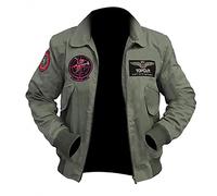 Fancyd Tom Cruise Top Bomber Air Force Veste en coton pour homme, Vert, XL