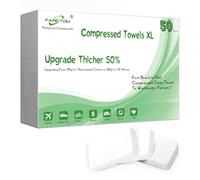 Fancyou Grande Serviette Compressée Jetable,Rince Doigts Lingettes Ultra-douce,100% Biodégradable Visage Skincare,Mini Disposable Compressed Face Towel,Peu Encombrant,Torchon,Absorbant(50 Unité Clair)