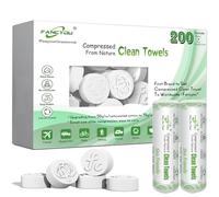 Fancyou Serviette Compressée, Rince Doigts Lingettes Ultra-douce, Biodégradable Compressed Towels Jetable, Mini Chiffons de Nettoyage, Peu Encombrant, Absorbant,Torchon,Voyage(200 Unité Vert)