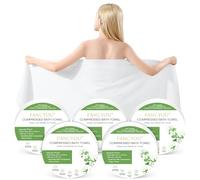 fancyou Serviette Comprimée Grande - 100% Coton Serviettes de Bain Jetables pour Voyage - 140 x 70cm Serviette Voyage Idéale pour Hôtel,Camping,Randonnée,Sport,Plage,Natation,Vacances[5 Pack Vert]