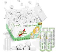 Fancyou Serviettes Compressées Jetables,Mouchoirs en Coton Épais,Serviette de Nettoyage Quotidien,Serviettes Biodégradables,Avec Étui de Voyage pour la Maison,Camping et L'extérieur(500 Unité Vert)