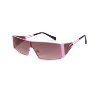 FancyPink Y2K Lunettes de soleil pour femme - Lunettes rectangulaires rétro enveloppantes - Monture en métal non polarisée des années 2000, A2 violet/violet