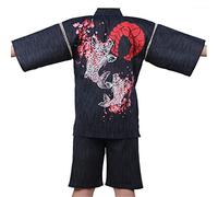 FANCYPUMPKIN Pyjama d'été deux pièces pour homme kimono japonais short à manches courtes tailles XL- J7