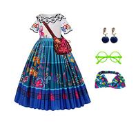 Fancyset Encanto - Costume de princesse Mirabel pour Halloween et costumade - Robe de princesse de dessin animé pour fille (mirabel, 7 à 8 ans (130))