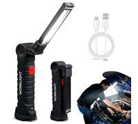 Fancysky Baladeuse LED avec Base Magnétique et Crochet,Conception Pliable Multifonctionnelle,5 Modes d'Éclairage, Convient pour la Réparation de Véhicules et les Urgences