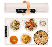 Fancysky Chauffe Plat Electrique, Plaque Chauffante Electrique, Chauffe Assiette Électrique en Silicone, Trois Niveaux de Température, Trois Modes de Temporisation