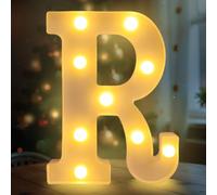 Fancysky Lettre Lumineuse, Lettres LED 22 cm, Idéales pour les Demandes en Mariage, les Festivals, les Fêtes et Autres Occasions, pour Créer une Atmosphère Romantique et Chaleureuse (R)