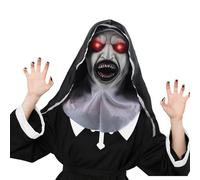 Fancysky Masque d'horreur d'halloween, Masque Halloween Adulte Nonne Effrayante, Masque de Terreur d'Halloween, Halloween Nun Mask, Fête d'Horreur et Accessoires de Costume de Carnaval (Rouge)