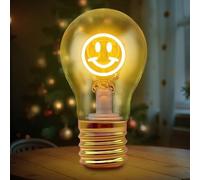 Fancysky Vintage Sourire Lampe de Table en Forme d'Ampoule Dimmable,Ampoule Rechargeable par USB,Lampe de Table Sans Fil,Convient comme Cadeau,Veilleuse, Décoration de Fête,Lumière d'Ambiance