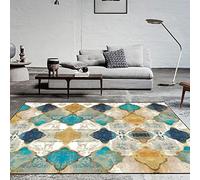 Fancytan Tapis Grande Diamants Vintage de Salon Chambre Design Géométrique Jaune Bleu, 160x230cm