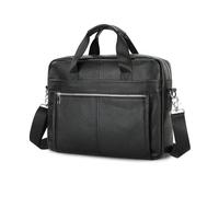 FANDARE 14 Pouces Sacoche Ordinateur Portable, Sacoche de Protection Imperméable Cuir Sac à Bandoulière Homme Mallette Valise Messager Porté Main Sacs Professionnel Documents Business Voyage Noir
