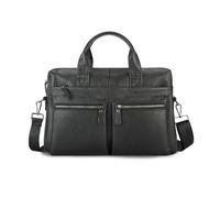 FANDARE 14 Pouces Sacoche Ordinateur Portable, Sacoche de Protection Imperméable Cuir Sac à Bandoulière Homme Mallette Valise Messager Porté en Main Sacs Porte-Documents Business Voyage Noir