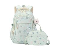 FANDARE 2 en 1 Mignon Sacs à Dos pour Enfants avec Panier Repas Sac a Dos Loisir d'école d'écolier Junior Cartable Fille Scolaire Primaire Élémentaire Collège Ecole School Daypacks Vert Clair