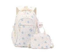 FANDARE 2 en 1 Mignon Sacs à Dos pour Enfants avec Panier Repas Sac a Dos Loisir d'école d'écolier Junior Cartable Fille Scolaire Primaire Élémentaire Collège Ecole School DaypacksBeige Blanc