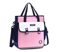 FANDARE 3 en 1 Sac bandoulière Sac à Dos Enfant Sac à Main Cartables Scolaires Cartable Sac à Dos de Blocage des Couleurs Style Britannique Sacs à Dos Loisir Garçon Filles Sac d'école Bleu Rose