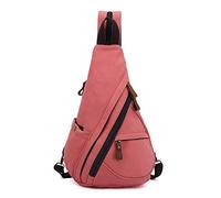 FANDARE 3 en 1 Unisex Sac de Poitrine Homme Sac À Dos Femme Sling Bag Toile Sac d'Epaule Sacoche Sac Bandoulière pour Affaires Université École Cyclisme Camping Voyage Daypacks Rose Rouge
