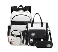 FANDARE 3 Pièces Sac à Dos Scolaire pour Enfants (5 à 20 Ans) Cartable pour Collégiens Lycéens avec Sacs Bandoulière & Trousse pour Ados Garçons Filles, Sac à Dos Léger pour Voyage et Études Noir