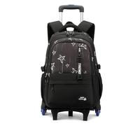 FANDARE 35L Sac à Dos à roulettes Détachable 2-en-1 Cartable Scolaire étudiant Valise Trolley 6 Roues pour Ordinateur Portable Bagages Cabine Daypacks Sac à Dos de Voyage Étoile Noire à Cinq Branches