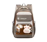 FANDARE 35L Sac à Dos Scolaire Mignon à Imprimé Cartoon pour Ados & Élèves - Sac à Dos de Voyage Quotidien Multi-Poches pour Garçons et Filles de 6 à 14 Ans - Décor en Peluche Nylon Durable Marron