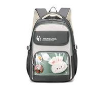 FANDARE 35L Sac à Dos Scolaire Mignon à Imprimé Cartoon pour Ados & Élèves - Sac à Dos de Voyage Quotidien Multi Poches pour Garçons et Filles de 6 à 14 Ans Décor en Peluche Nylon Durable Gris foncé