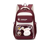 FANDARE 35L Sac à Dos Scolaire Mignon à Imprimé Cartoon pour Ados & Élèves - Sac à Dos de Voyage Quotidien Multi-Poches pour Garçons et Filles de 6 à 14 Ans - Décor en Peluche Nylon Durable Rouge