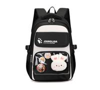 FANDARE 35L Sac à Dos Scolaire Mignon à Imprimé Cartoon pour Ados & Élèves - Sac à Dos de Voyage Quotidien Multi-Poches pour Garçons et Filles de 6 à 14 Ans - Décor en Peluche Nylon Durable Noir