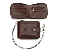 FANDARE Anti-vol Portefeuille pour Hommes avec Blocage RFID Portefeuille en Cuir à Fermeture Éclair Porte-Cartes Bifold avec 13 Porte-Cartes & Fenêtre d'Identification pour Voyage Brun