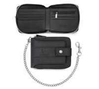 FANDARE Anti-vol Portefeuille pour Hommes avec Blocage RFID Portefeuille en Cuir à Fermeture Éclair Porte-Cartes Bifold avec 13 Porte-Cartes & Fenêtre d'Identification pour Voyage Noir