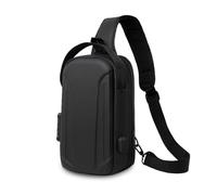 FANDARE Antivol Homme Sac Banane Urbain Bandoulière Ouverture de 180 degrés Sac de Poitrine avec USB Poche Ventrale organisée Voyage Messager Outdoor Sangle Urbain Imperméable Sling Bag Noir