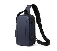 FANDARE Antivol Homme Sac Banane Urbain Bandoulière Ouverture de 180 degrés Sac de Poitrine avec USB Poche Ventrale organisée Voyage Messager Outdoor Sangle Urbain Imperméable Sling Bag Bleu