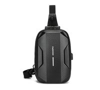 FANDARE Antivol Sac à Poitrine Bandoulière Homme Croisé EVA Imperméable Porté Épaule USB Voyage Messager Outdoor À Main Une Sangle Urbain Sport Noir