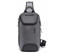FANDARE Antivol Sac de Poitrine, d'Epaule, Sacoche de Ceinture Sling Crossbody Avec USB - Bandoulière Homme Pour Voyage, Randonnée, Cyclisme, Jogging - Daypacks Étanche en Polyester Gris