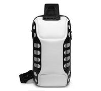 FANDARE Antivol Sac de Poitrine Sling Crossbody Bag avec USB Homme Femme Sacoche Sac d'Epaule Sacoche de Ceinture Sac Bandoulière pour Voyage Randonnée Cyclisme Jogging Étanche Polyester Blanc