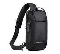 FANDARE Antivol Sac Poitrine Bandoulière Homme Femme Randonnée avec USB - Sacoche d'Epaule pour Voyage Sports Travers Cyclisme Moto Multi-Poches Sling Crossbody Bag Polyester Noir