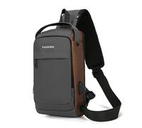 FANDARE Antivol Sac Poitrine Homme Sac bandoulière avec USB Sacoche Homme bandouliere Petite Sacoche Homme Grande Capacité pour Cyclisme Sport Voyage Excursion Sling Bag Gris Or