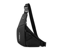 FANDARE Antivol Sport Sac de Poitrine Sacs à Dos porté Travers Homme Sport bandoulière Femme Banane Ville randonnée Imperméable PU Cuir Voyage Messager Outdoor Sling Crossbody Bag Noir à Droite