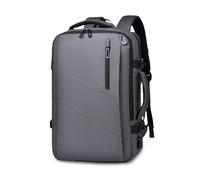 FANDARE Baggage Cabine Sac à Dos pour Ryanair Cuir PU imperméable Extensible 19-33L Bagage à Main avec USB Sac de Voyage Sac à Dos Sac de Week-End Fonctionnel Sacs à Dos Loisir Gris