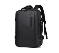 FANDARE Baggage Cabine Sac à Dos pour Ryanair Cuir PU imperméable Extensible 19-33L Bagage à Main avec USB Sac de Voyage Sac à Dos Sac de Week-End Fonctionnel Sacs à Dos Loisir Noir