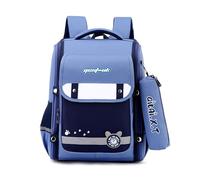 FANDARE Cartable Enfant 4-12 Ans, Sac à Dos Scolaire 27L avec Trousse - Bandes Réfléchissantes pour Sécurité Nocturne, Grand Sac d'École Primaire pour Garçons et Filles Bleu Denim