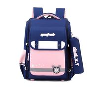 FANDARE Cartable Enfant 4-12 Ans, Sac à Dos Scolaire 27L avec Trousse - Bandes Réfléchissantes pour Sécurité Nocturne, Grand Sac d'École Primaire pour Garçons et Filles Bleu et Rose