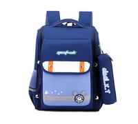 FANDARE Cartable Enfant 4-12 Ans, Sac à Dos Scolaire 27L avec Trousse - Bandes Réfléchissantes pour Sécurité Nocturne, Grand Sac d'École Primaire pour Garçons et Filles Bleu et Bleu Clair