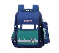 FANDARE Cartable Enfant 4-12 Ans, Sac à Dos Scolaire 27L avec Trousse - Bandes Réfléchissantes pour Sécurité Nocturne, Grand Sac d'École Primaire pour Garçons et Filles Bleu et vert