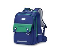 FANDARE Cartable Primaire Léger Anti-Douleur - Sac à Dos École Ergonomique avec Gilet de Répartition des Poids et Ceinture Lombaire Imperméable Grande Capacité Multi-Poches Bleu