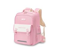 FANDARE Cartable Primaire Léger Anti-Douleur - Sac à Dos École Ergonomique avec Gilet de Répartition des Poids et Ceinture Lombaire Imperméable Grande Capacité Multi-Poches Rose