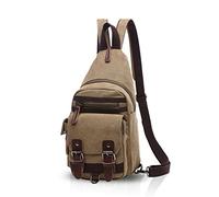 FANDARE Classique Sling Bag Backpack Étudiants Sport Party Voyages Portable Sac à Bandoulière Homme/Femme Multifonctionnel Respirant Toile Khaki