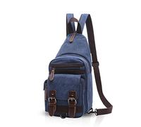 FANDARE Classique Sling Bag Backpack Étudiants Sport Party Voyages Portable Sac à Bandoulière Homme/Femme Multifonctionnel Respirant Toile Bleu
