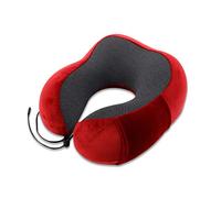 FANDARE Coussin de Voyage Mousse à Mémoire Oreiller Oreiller pour Le Cou Neck Pillow pour Femmes, Hommes, Avion/Autobus/Train Voyage,Accueil,Bureau, 360 ° Soutien du Cou et du Menton Rouge